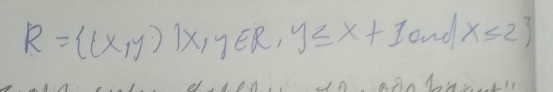 R= (x,y)|x,y∈ R,y≤ x+1 and x≤ 2