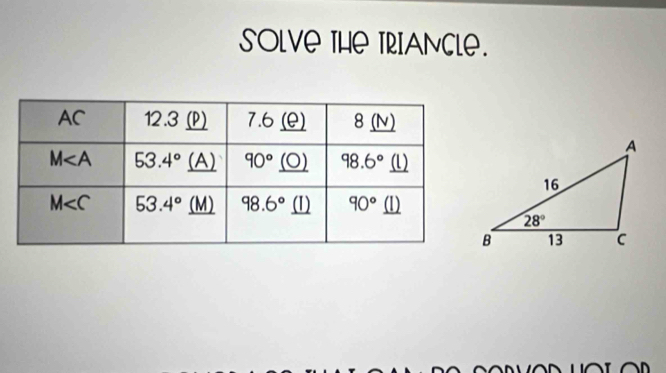 SOLVE THE TRIANCLE.