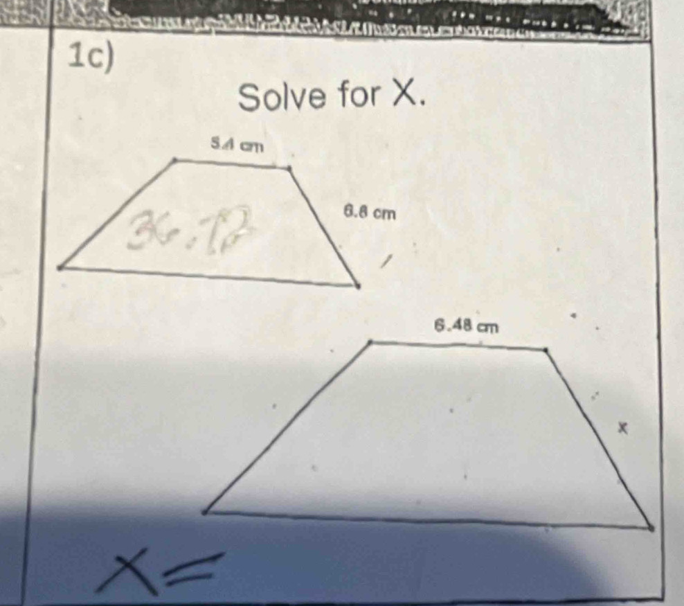 1c) 
Solve for X.