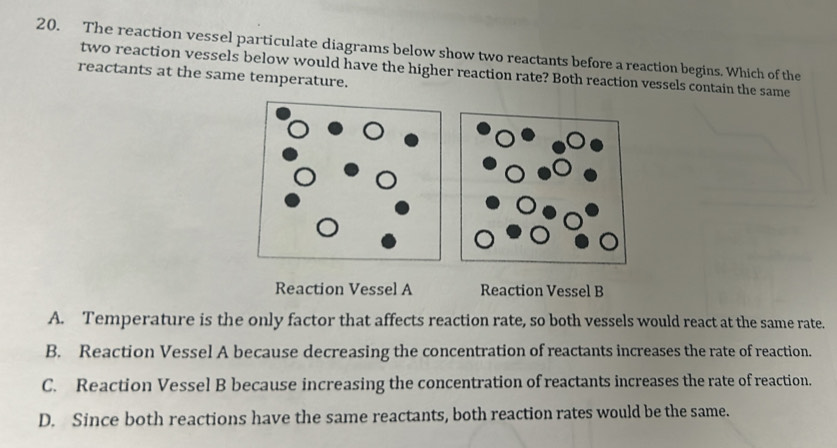 Solved: The reaction vessel particulate diagrams below show two ...