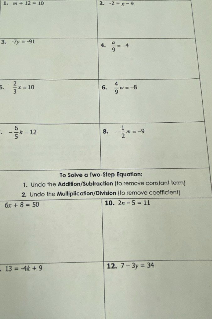 m+12=10 2. -2=g-9
3. 
5. 
.