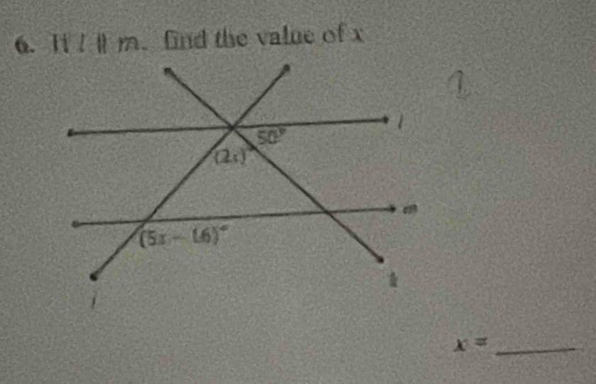 Tt I  m. find the value of x
x= _