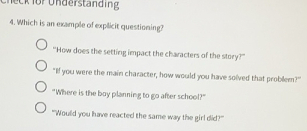 Solved: Check for Understanding 4. Which is an example of explicit ...