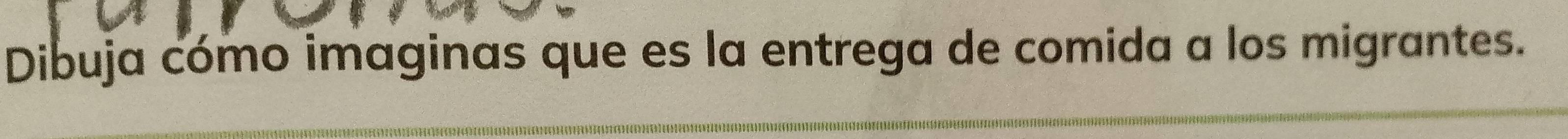 Dibuja cómo imaginas que es la entrega de comida a los migrantes.