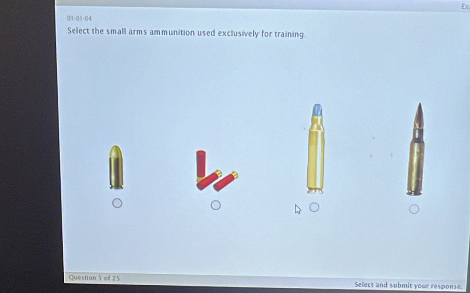 Solved: Ex 01-01-04 Select the small arms ammunition used exclusively ...