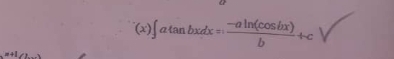 (x)∈t atan bxdx= (-aln (cos bx))/b +c