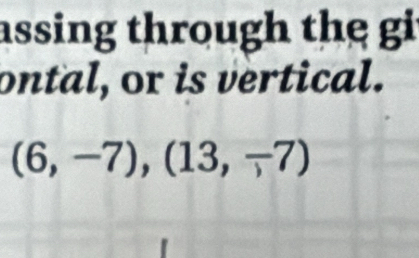 assing through thẹ gi 
ontal, or is vertical.
(6,-7), (13,-7)