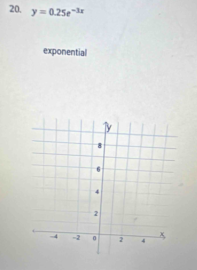 y=0.25e^(-3x)
exponential