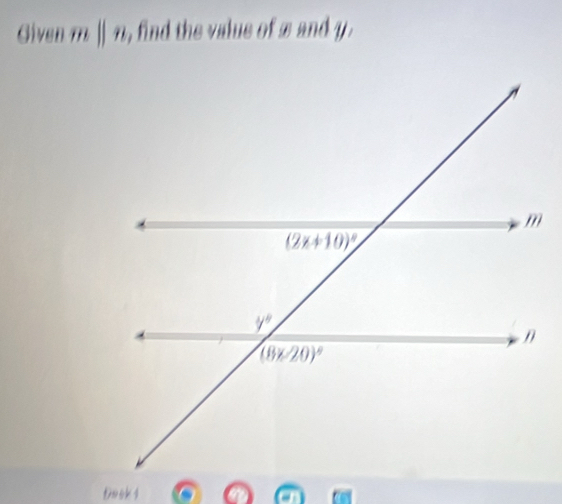 Given m || π, find the value of æ and y.
Dook 1