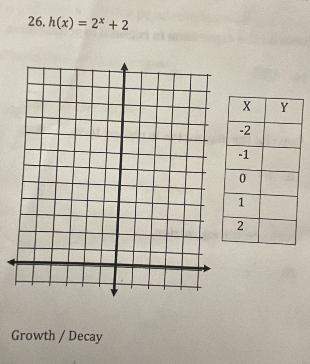 h(x)=2^x+2
Growth / Decay