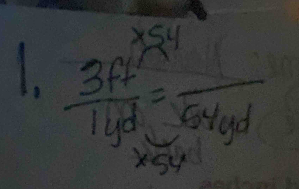 X5y
1.  3ft/1yd =frac 54yd
x54