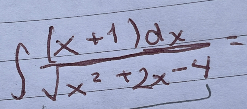 ∈t  ((x+1)dx)/sqrt(x^2+2x-4) =