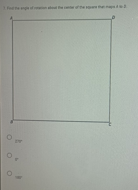 Solved: Find the angle of rotation about the center of the square that ...