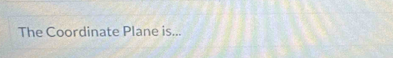 The Coordinate Plane is...