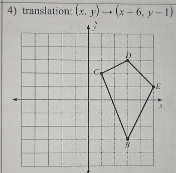 translation: (x,y)to (x-6,y-1)