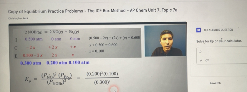 Solved: Copy of Equilibrium Practice Problems - The ICE Box Method - AP ...