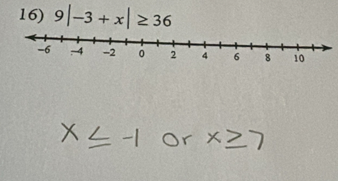 9|-3+x|≥ 36