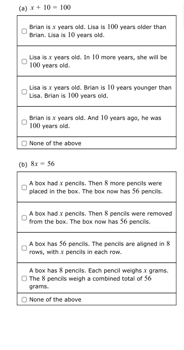 x+10=100
8x=56