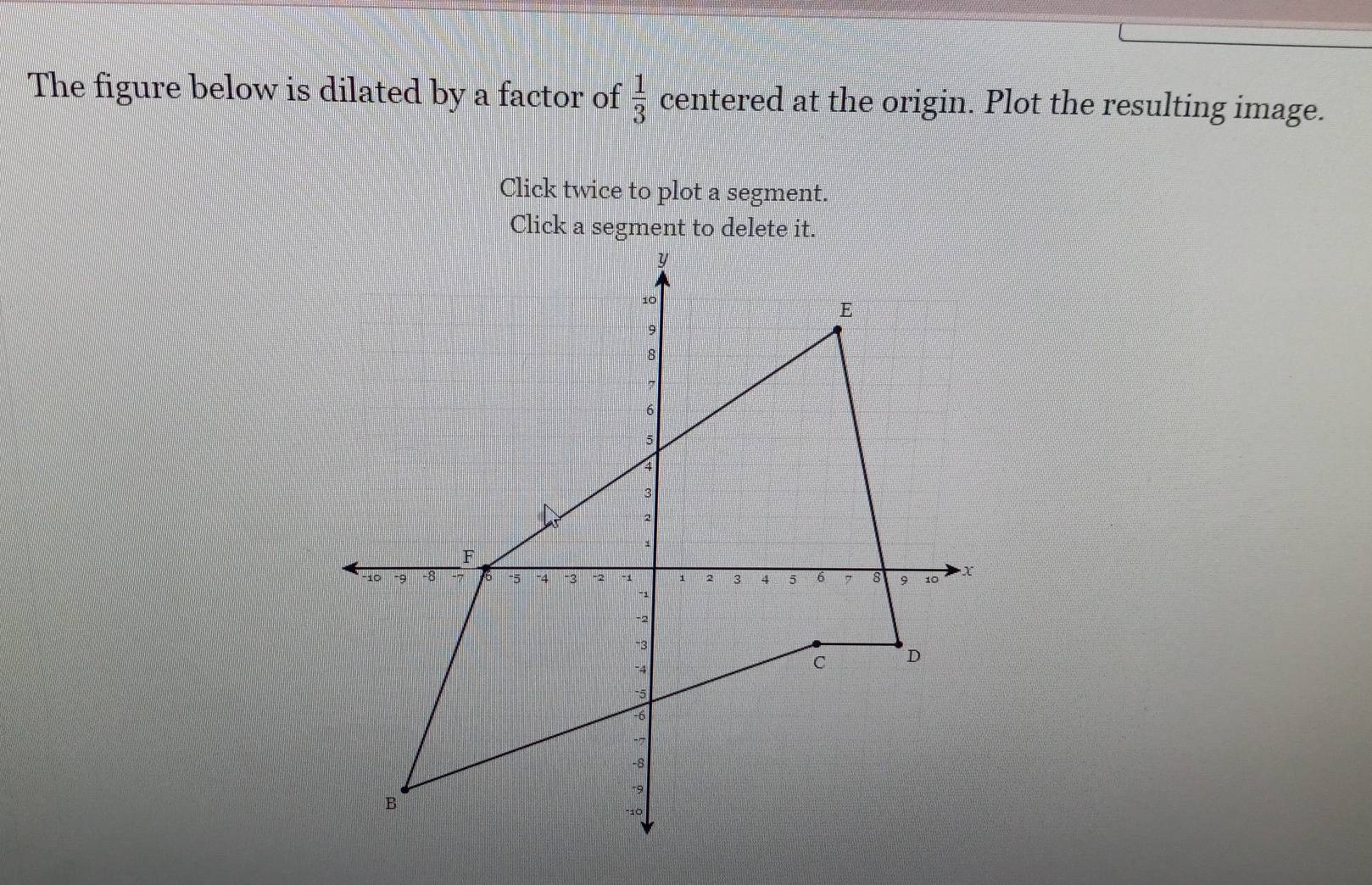 Solved: The figure below is dilated by a factor of 1/3 centered at the ...