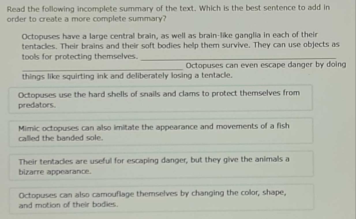 Solved: Read the following incomplete summary of the text. Which is the ...