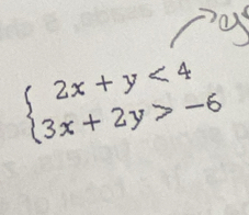 beginarrayl 2x+y<4 3x+2y>-6endarray.