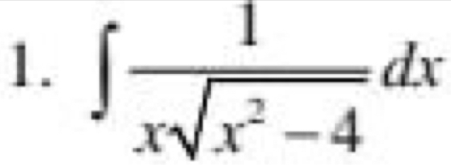 ∈t  1/xsqrt(x^2-4) dx