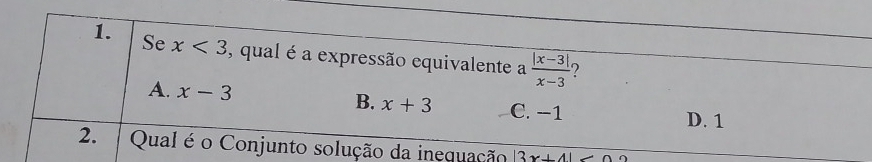 ão |3x+4| ∩