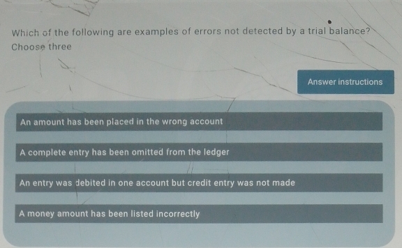 Solved: Which of the following are examples of errors not detected by a ...