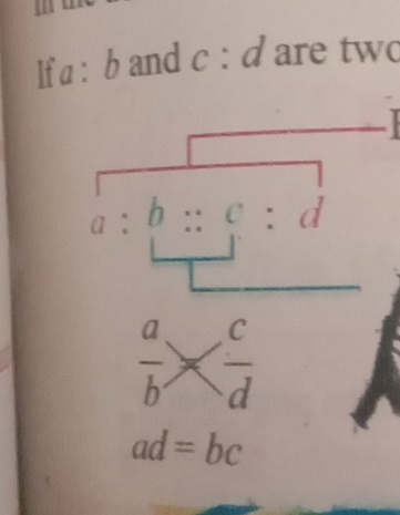 lf a : b and c : d are two
 a/b *  c/d 
ad=bc