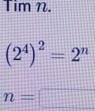 Tim n.
(2^4)^2=2^n
n=□