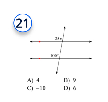 21
A) 4 B) 9
C) -10 D) 6