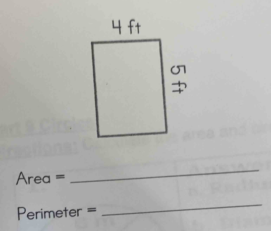 Area =
_ 
Perimeter = : 
_