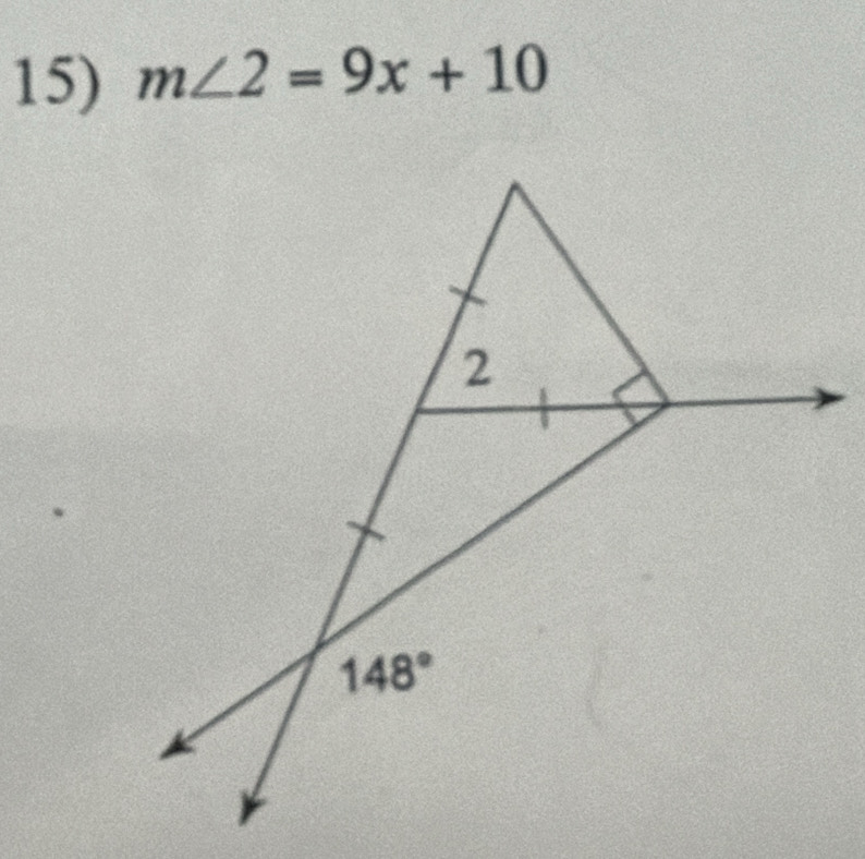 m∠ 2=9x+10