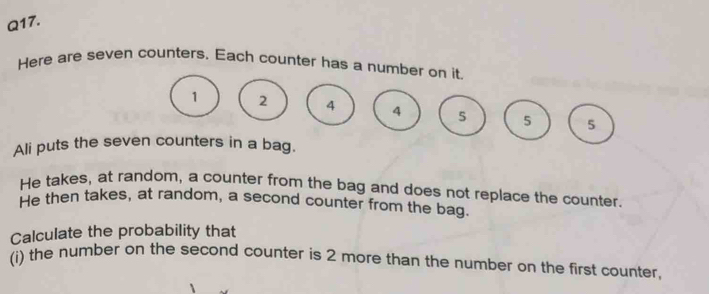 Solved: Here are seven counters, Each counter has a number on it. 5 5 ...