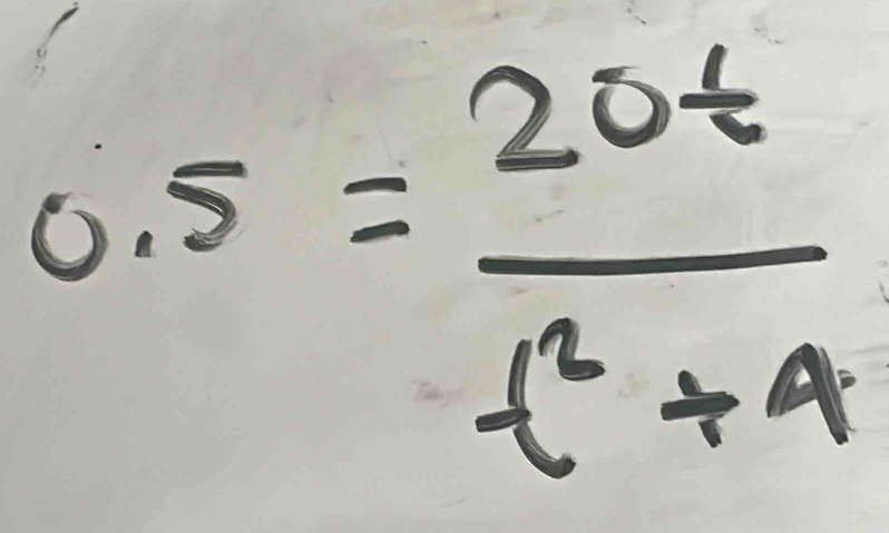 0.5= 20t/t^2+9 