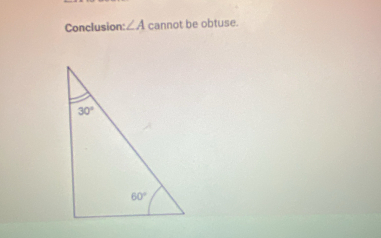 Conclusion: ∠ A cannot be obtuse.