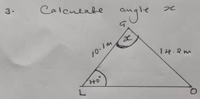 Calcweate angle x