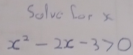 Solve Cor X
x^2-2x-3>0