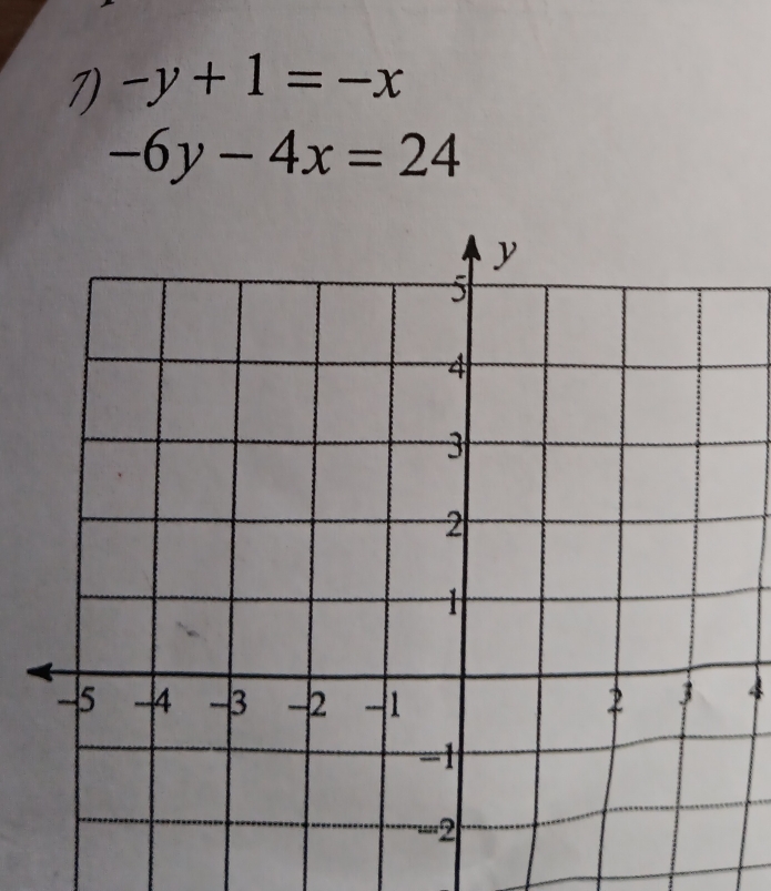 -y+1=-x
-6y-4x=24
4