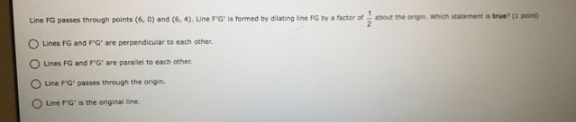 Solved: Line FG passes through points (6,0) and (6,4). Line F'G' is ...