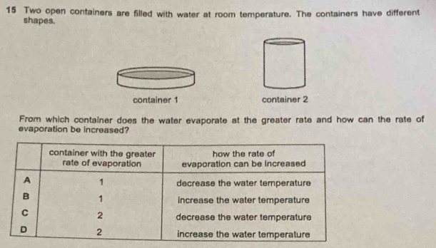 Solved: Two open containers are filled with water at room temperature ...