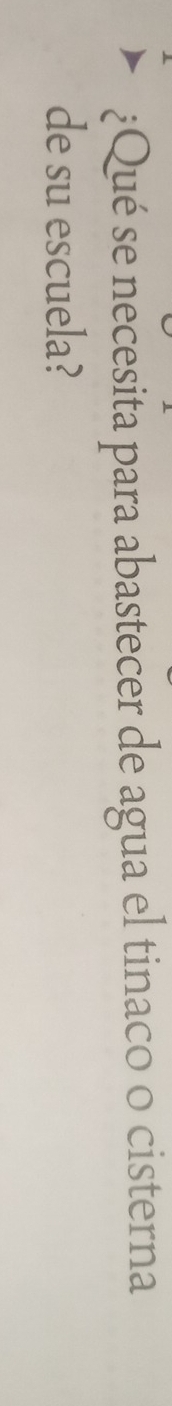 ¿Qué se necesita para abastecer de agua el tinaco 0 cisterna 
de su escuela?
