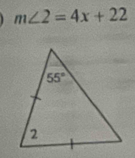 m∠ 2=4x+22