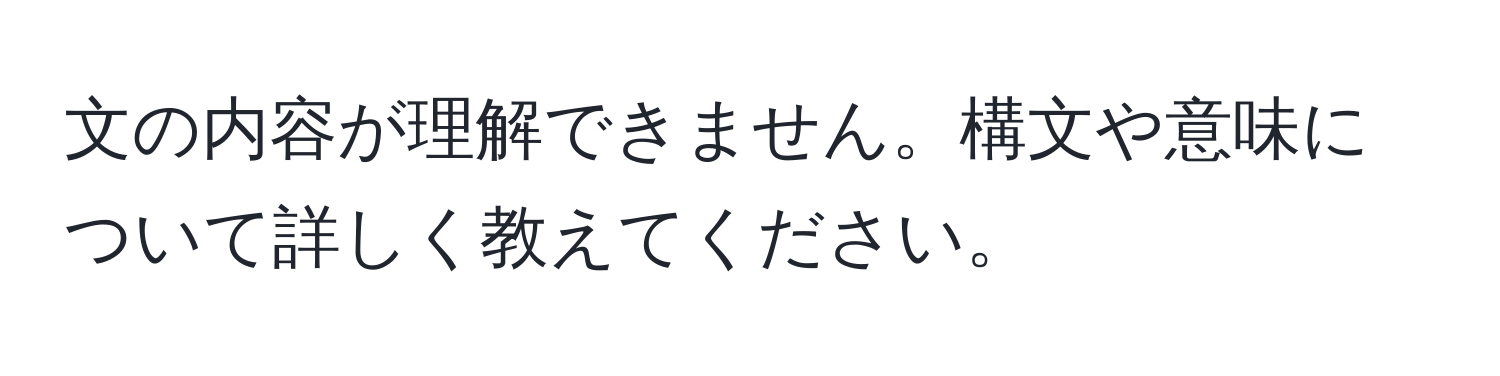 文の内容が理解できません。構文や意味について詳しく教えてください。