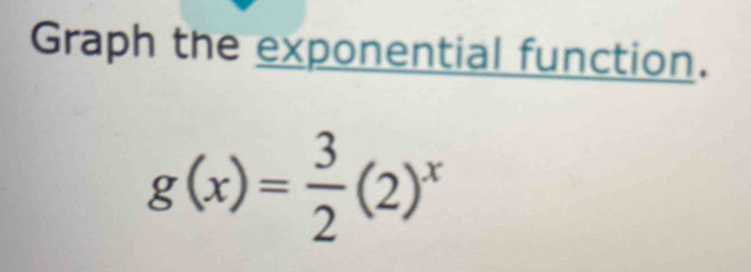 Graph the exponential function.
g(x)= 3/2 (2)^x