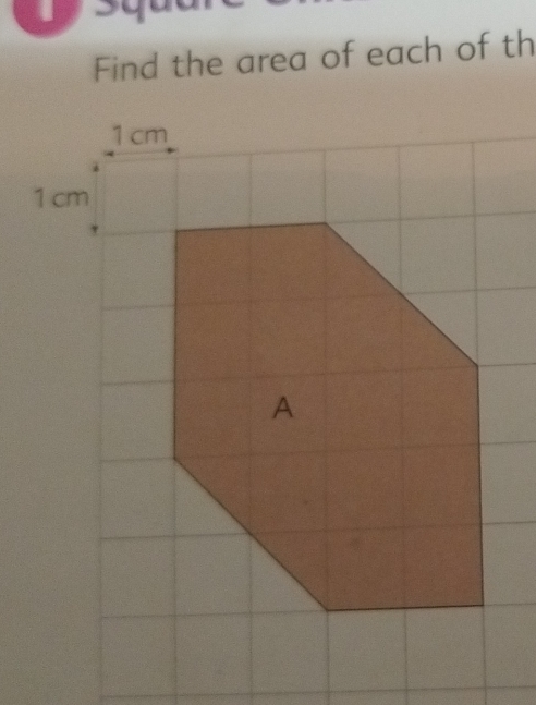 Find the area of each of th
1 cm