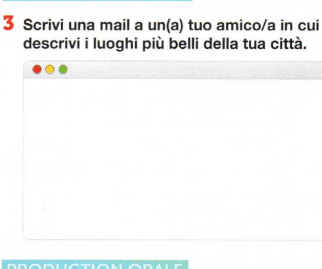 Scrivi una mail a un(a) tuo amico/a in cui 
descrivi i luoghi più belli della tua città.