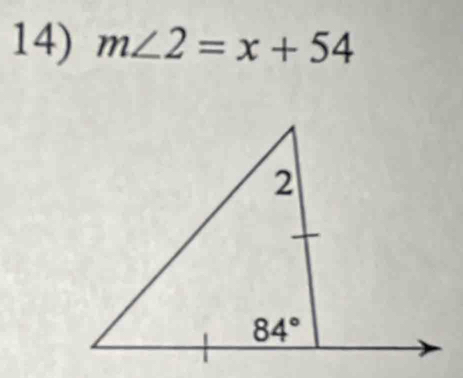 m∠ 2=x+54