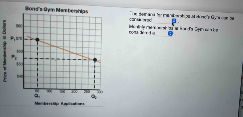 The demand for memberships at Bond's Gym can be
considered
Monthly memberships at Bond's Gym can be
considered a
ξ
u