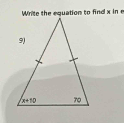 Write the equation to find x in e